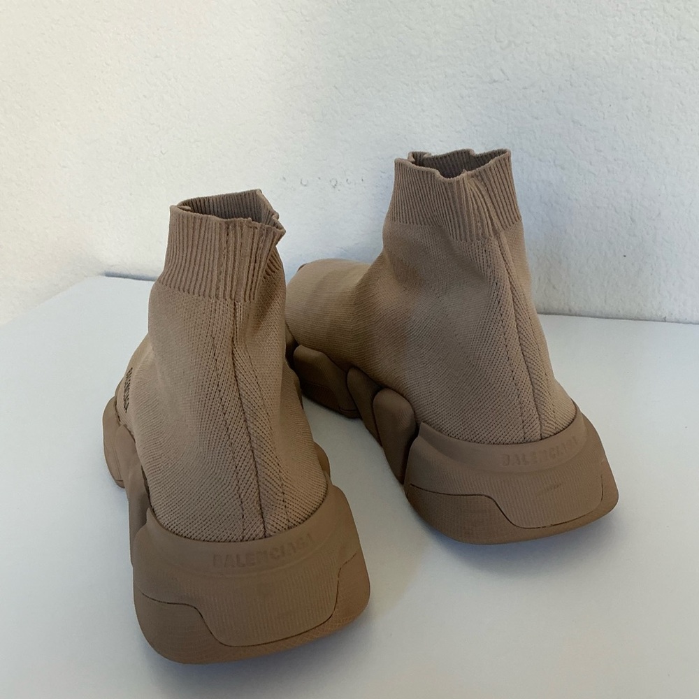 Balenciaga Speed 2.0 Beige Knit Sock Sole Sneakers 42 - Picture 4 of 7